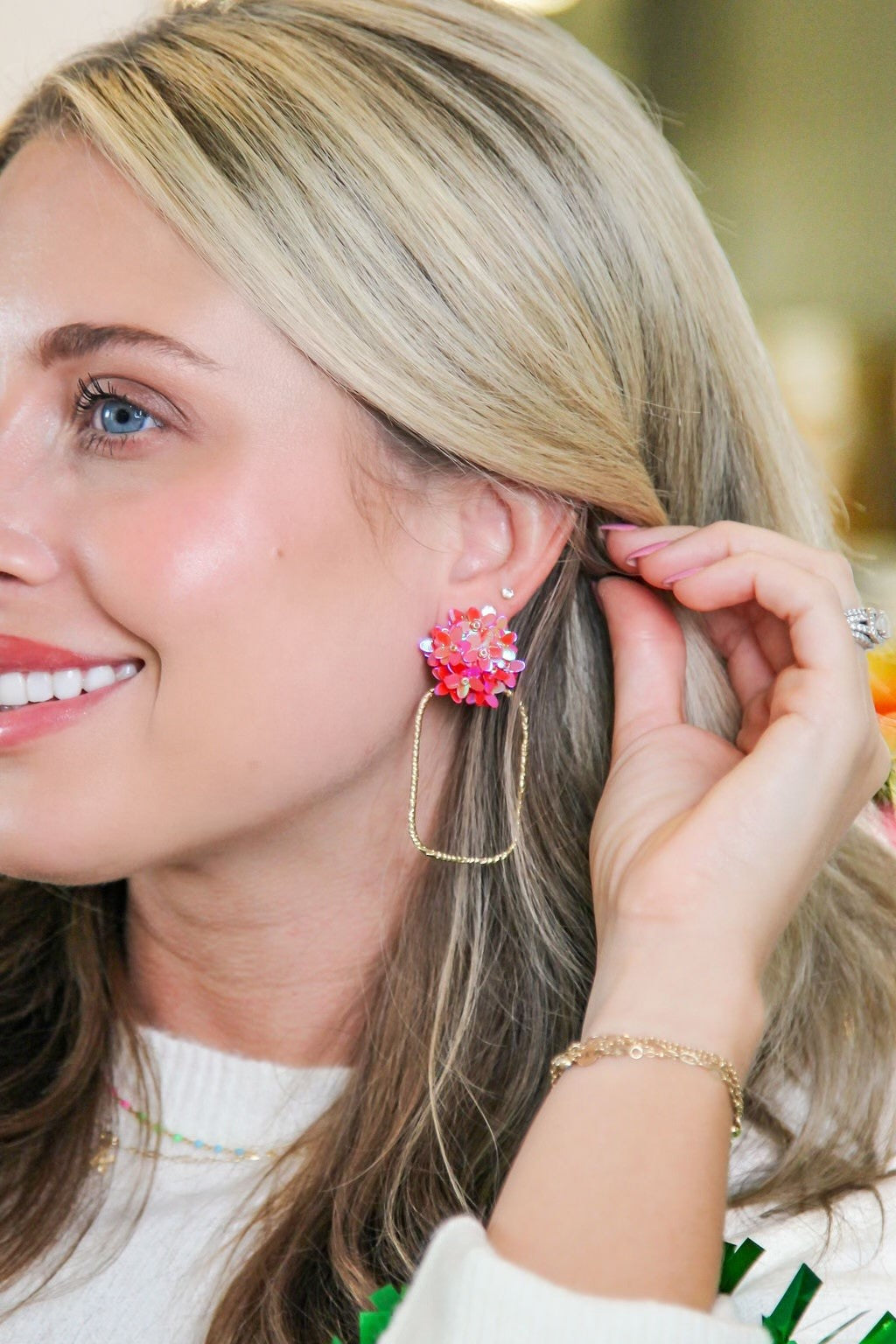 Iridescent Flower Hoops