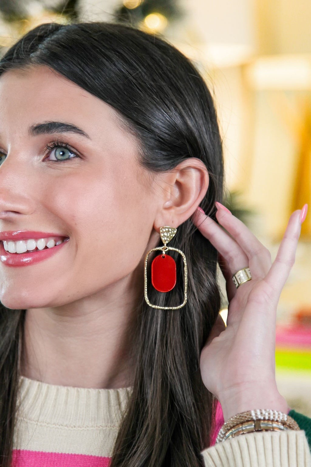 Christmas Mirror Oval Hoops