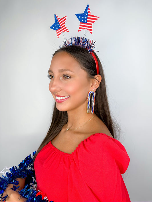 Red/Blue Rhinestone Chain Drops