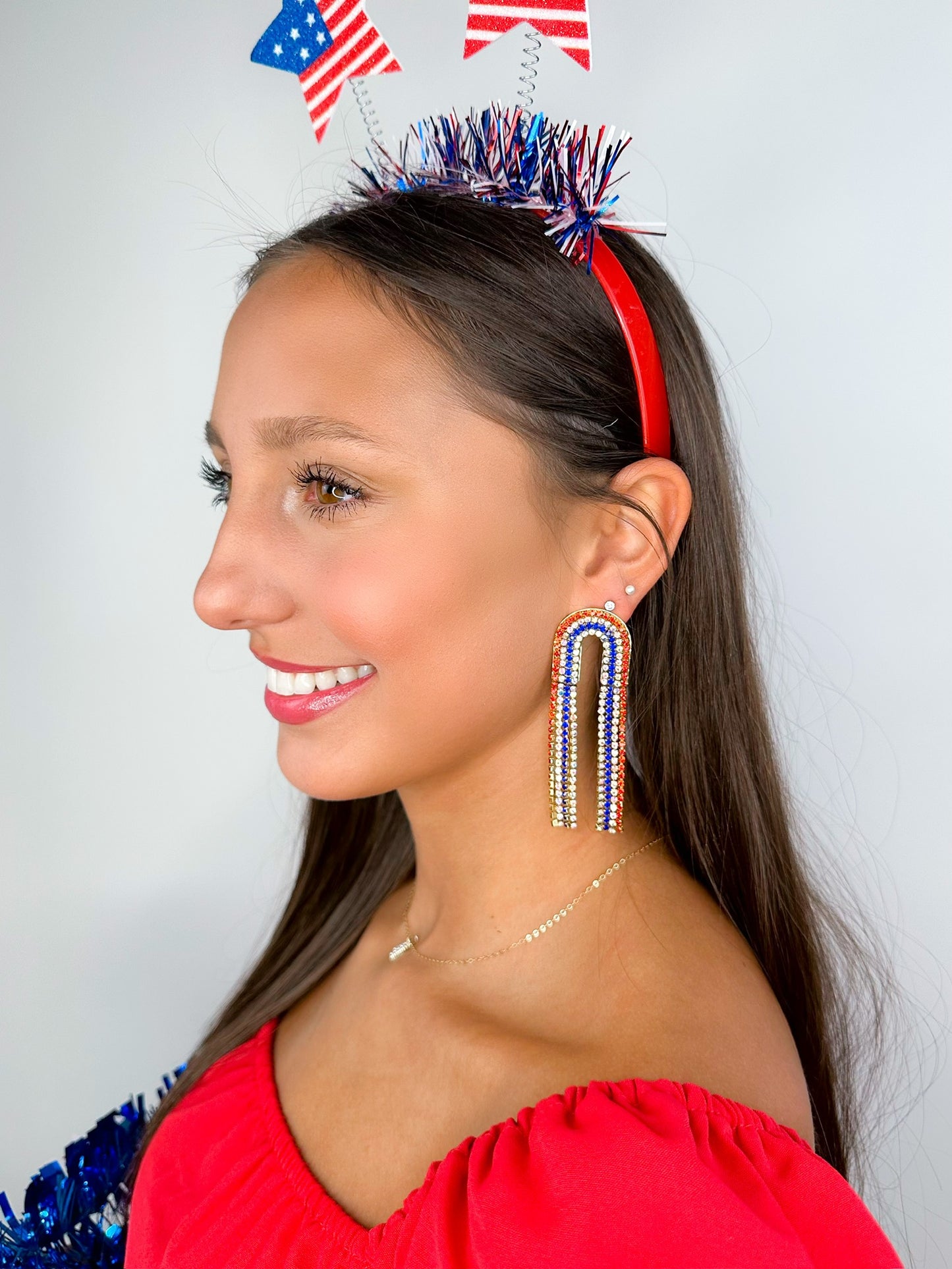 Red/Blue Rhinestone Chain Drops