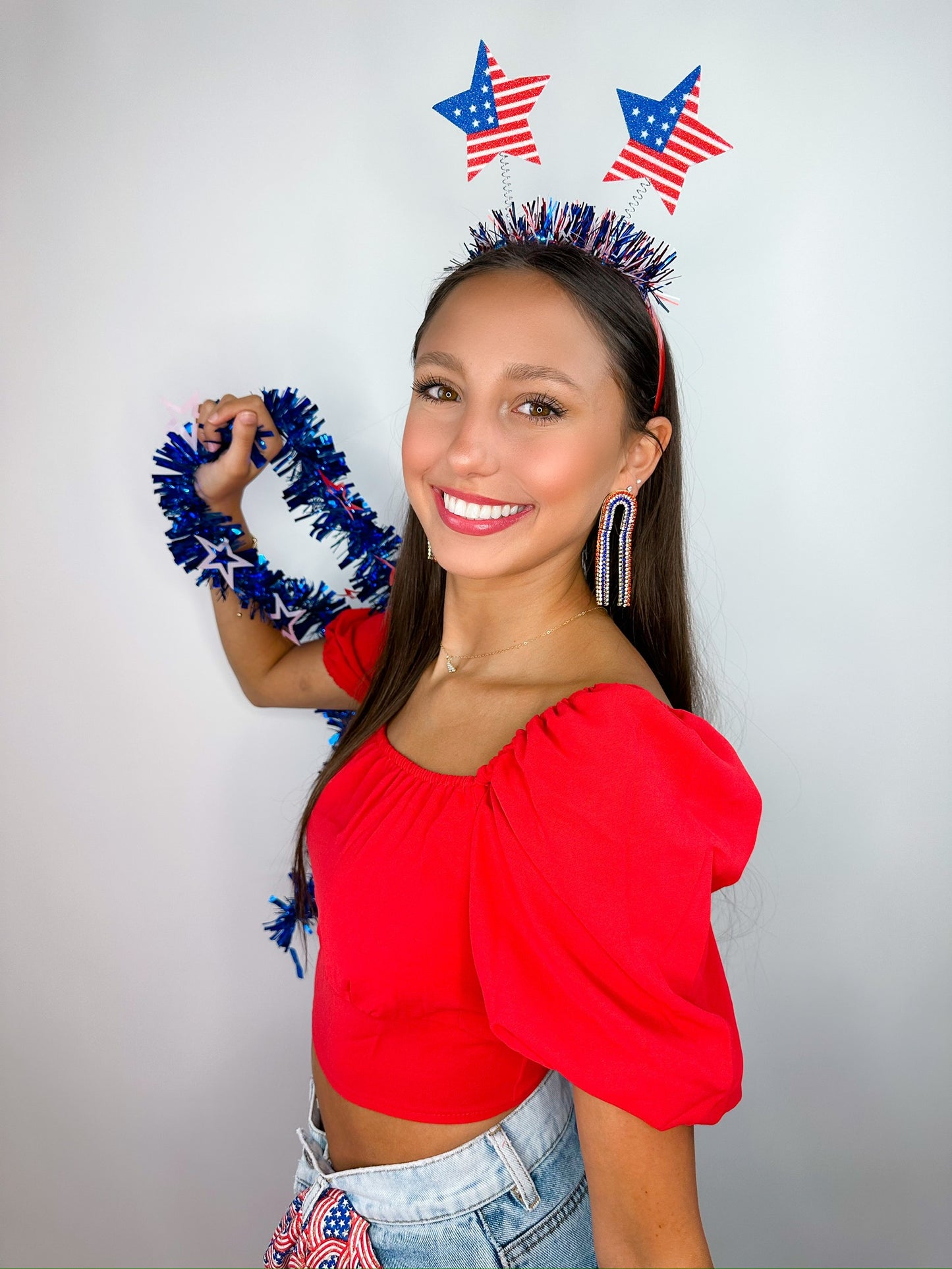 Red/Blue Rhinestone Chain Drops