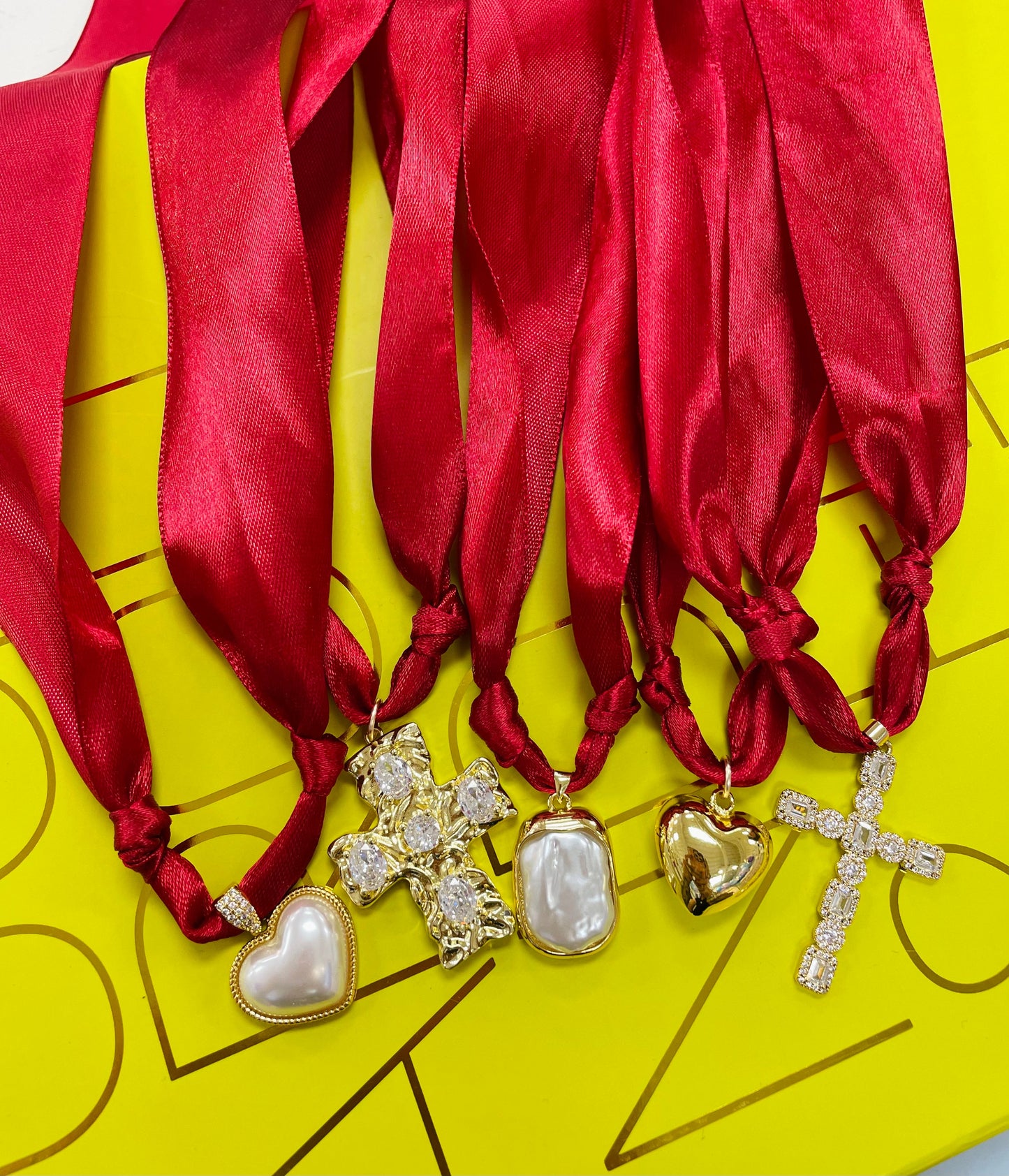 Red Satin Scarf Necklace