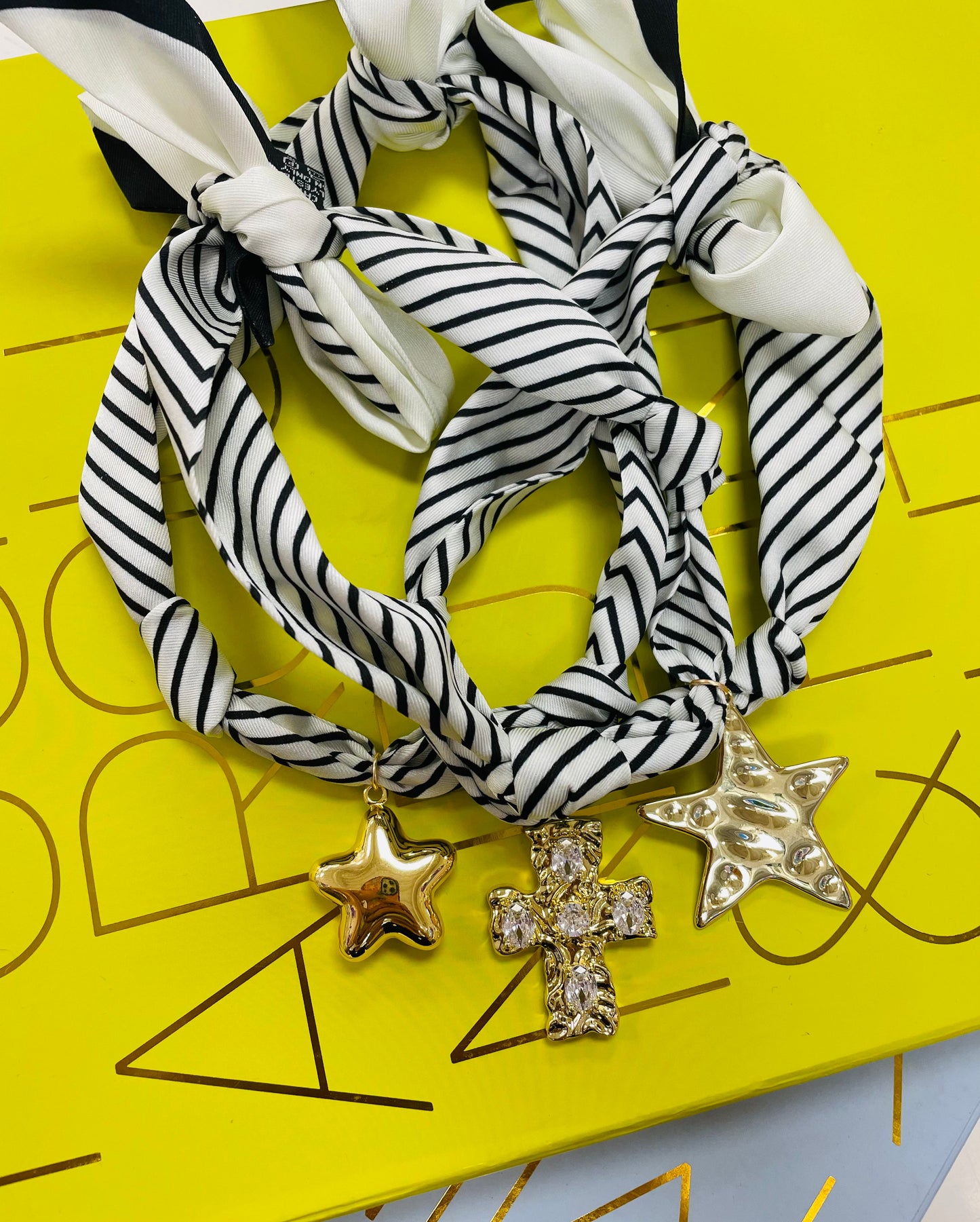 White Stripe Scarf Necklace
