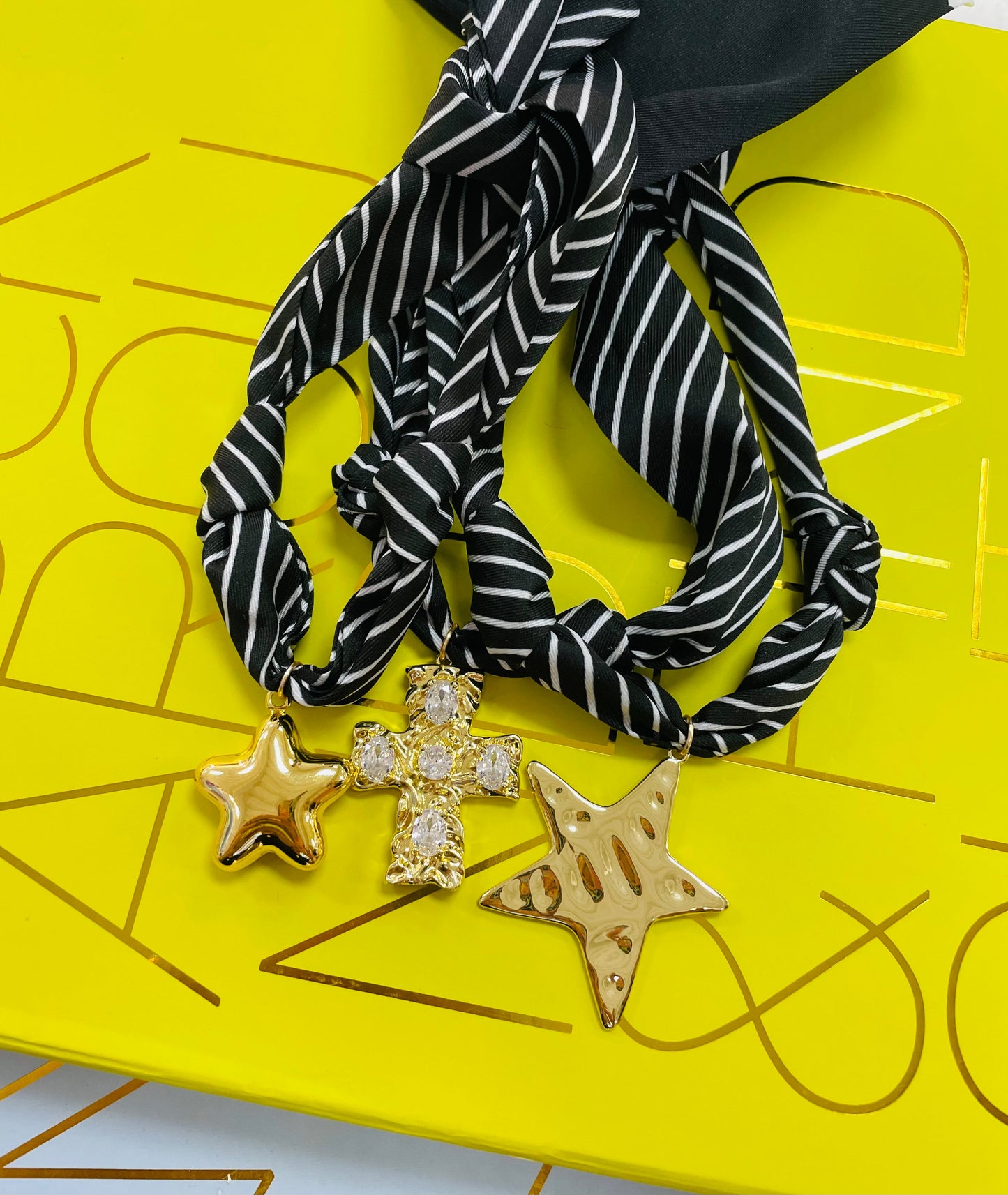 Black Stripe Scarf Necklace