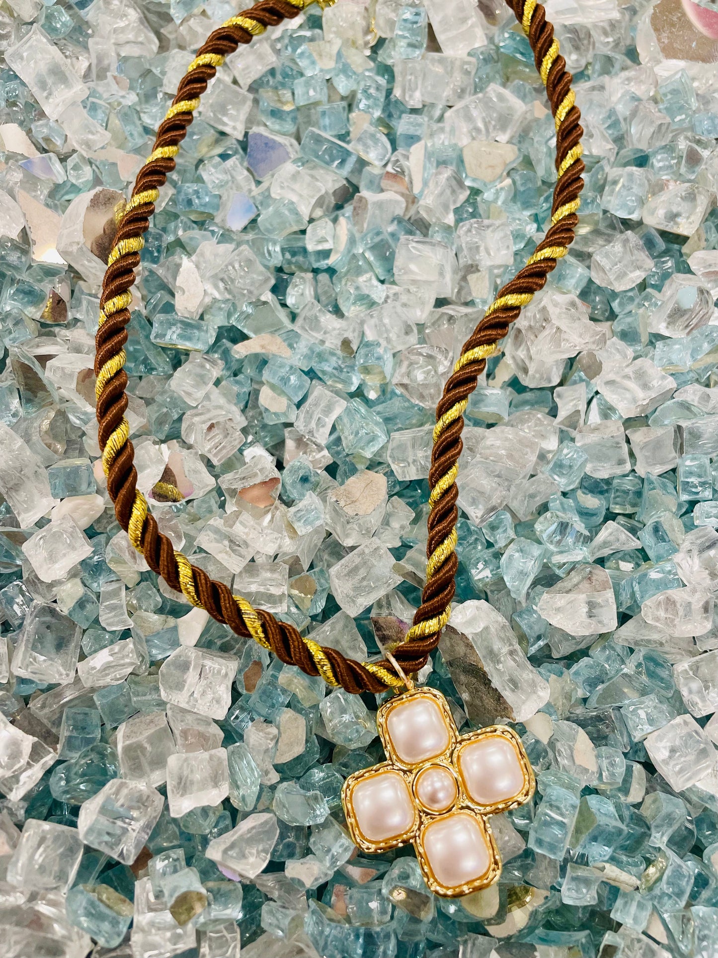 Brown/Gold Mix Rope Necklace