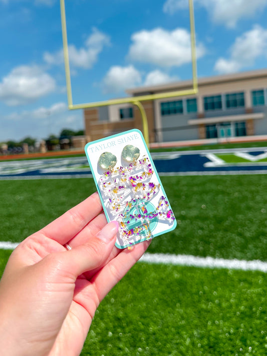 Acrylic Purple/Gold Flake Gameday Drops