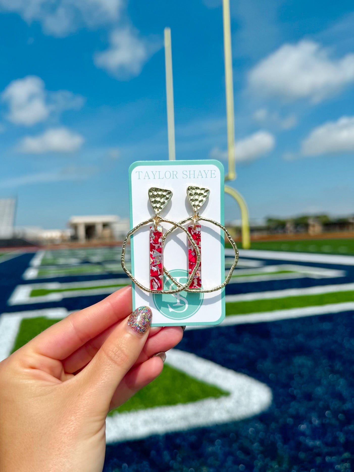 Red/Silver Flake Stick Hoops