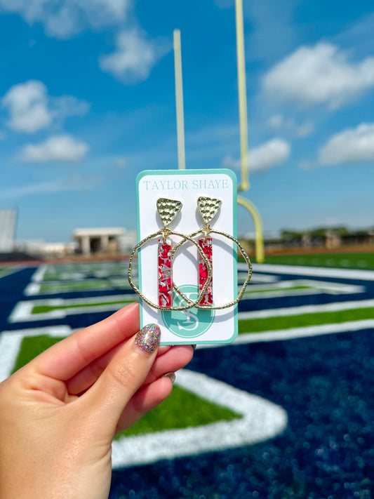 Red/Silver Flake Stick Hoops