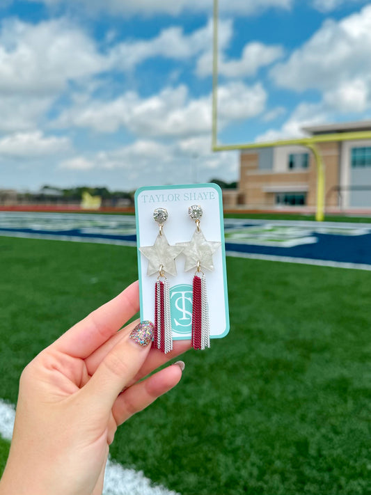 Red/White Star Chain Tassels