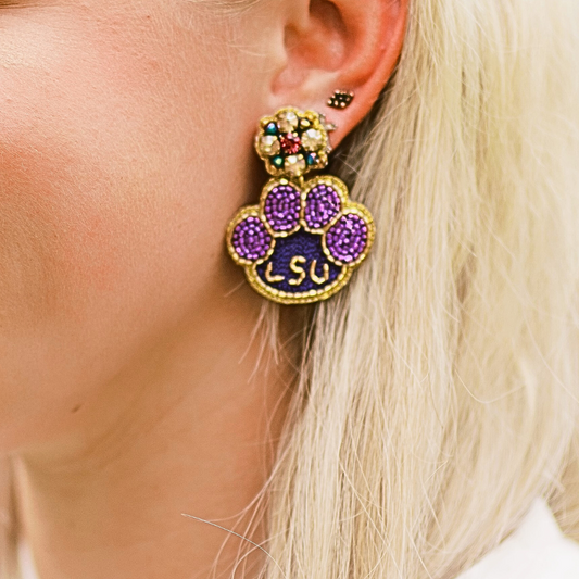 LSU Tiger Paw Earrings