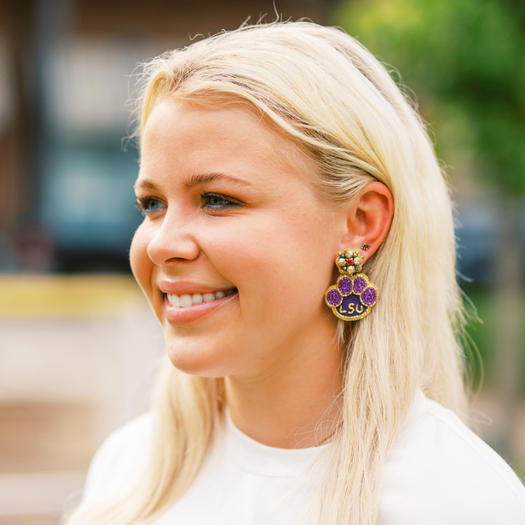 LSU Tiger Paw Earrings
