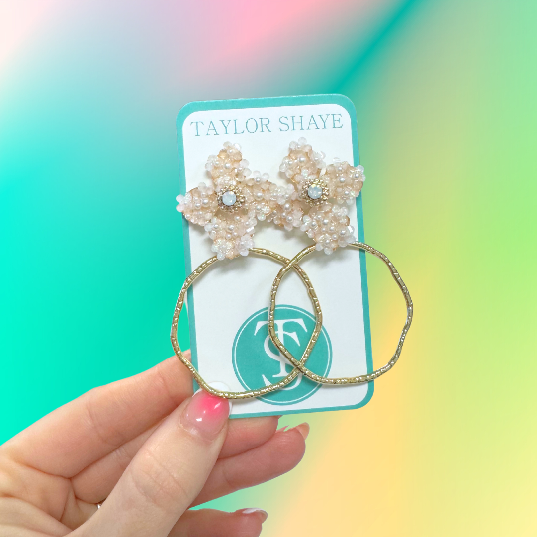 Jenna Pearl Flower Spring Hoops