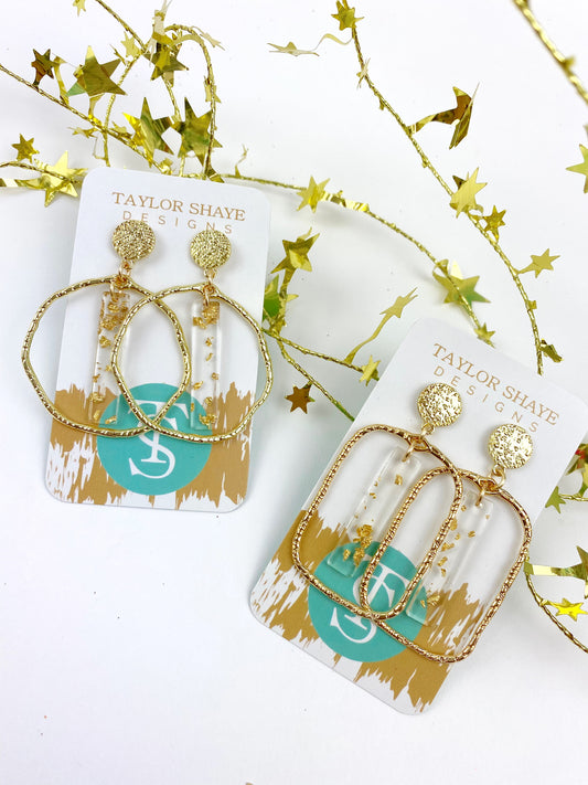 Gold Flake Stick Hoops