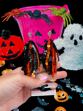 Load image into Gallery viewer, Orange/Black Sequin Tassels
