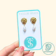 Load image into Gallery viewer, Shell &amp; Pearl Studs
