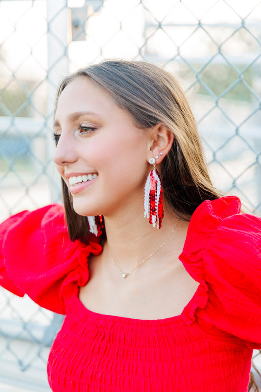 Red/White Sequin Tassels