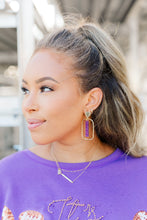 Load image into Gallery viewer, Purple Glitter Stick Hoops

