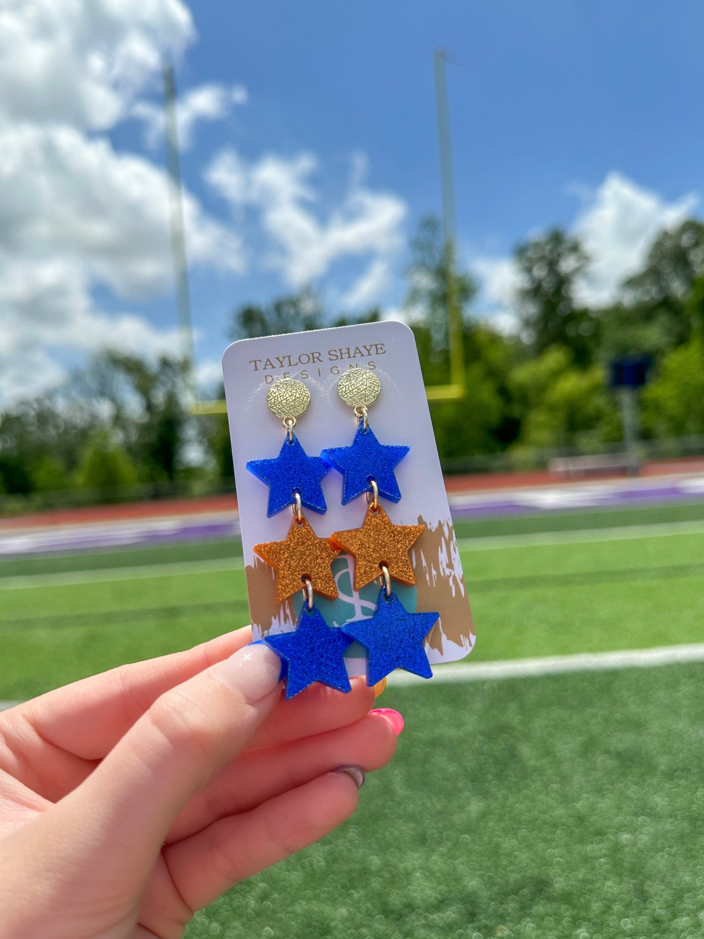 Orange/Blue Glitter Triple Stars