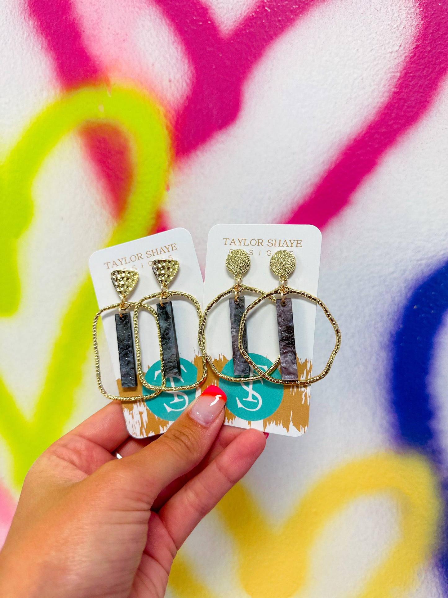 Charcoal Shimmer Stick Hoops