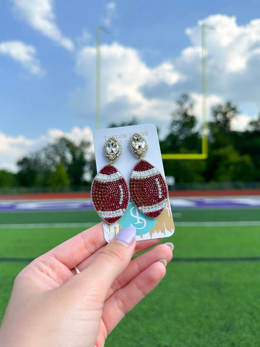 Beaded Maroon Footballs