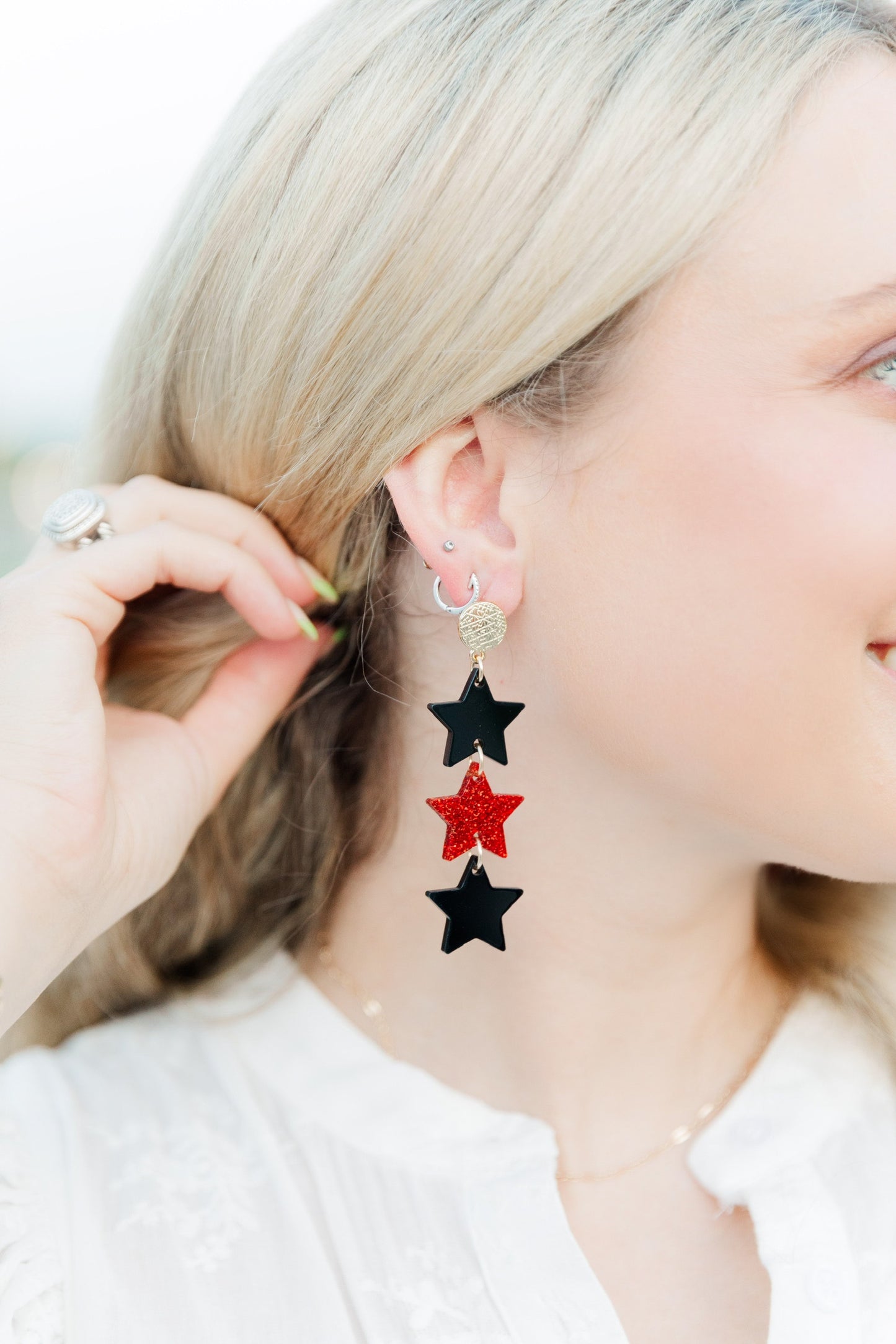 Black/Red Glitter Triple Stars