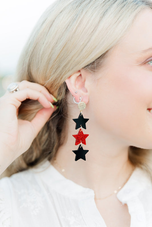 Black/Red Glitter Triple Stars