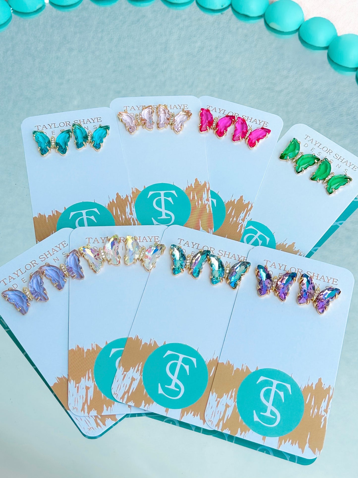 Colorful Crystal Butterfly Studs