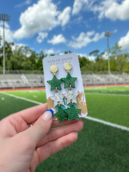 Green Glitter/Shimmer Triple Stars