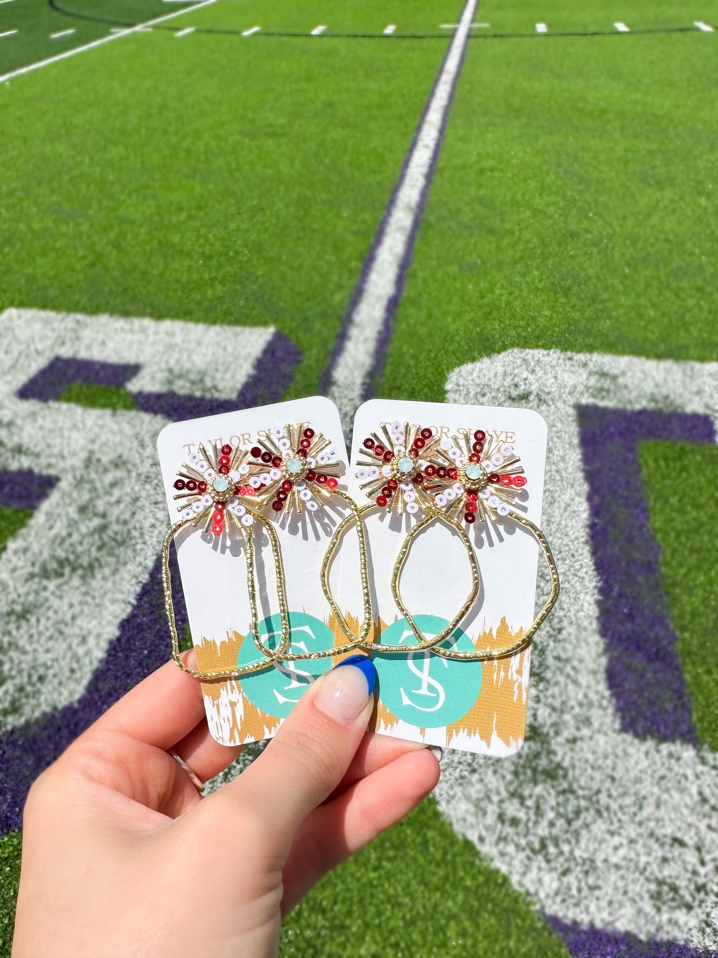 Gameday Sequin Sunburst Hoops