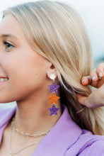 Load image into Gallery viewer, Purple/Orange Glitter Triple Stars
