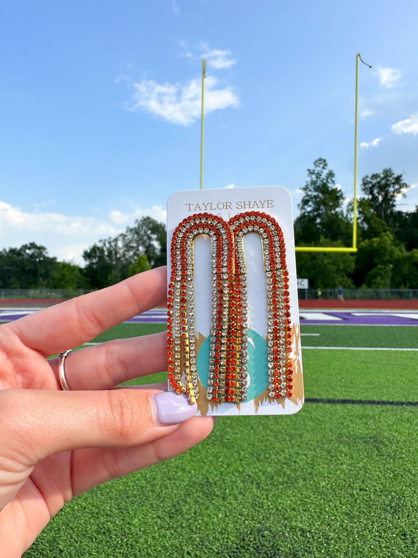 Orange/Silver Rhinestone Chain Drops