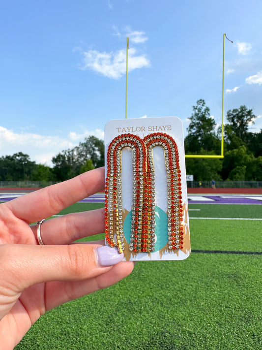 Orange/Silver Rhinestone Chain Drops