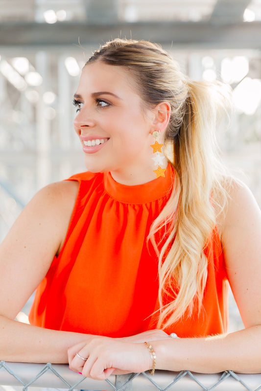 Orange Glitter/Shimmer Triple Stars