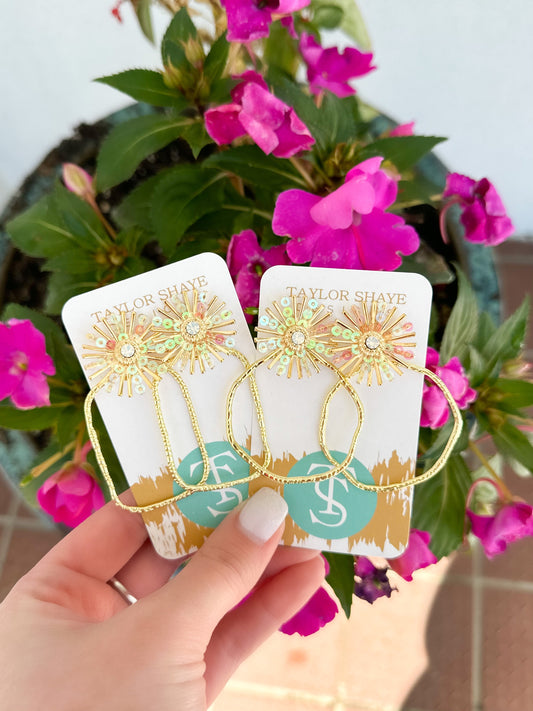 Iridescent Sequin Sunburst Hoops