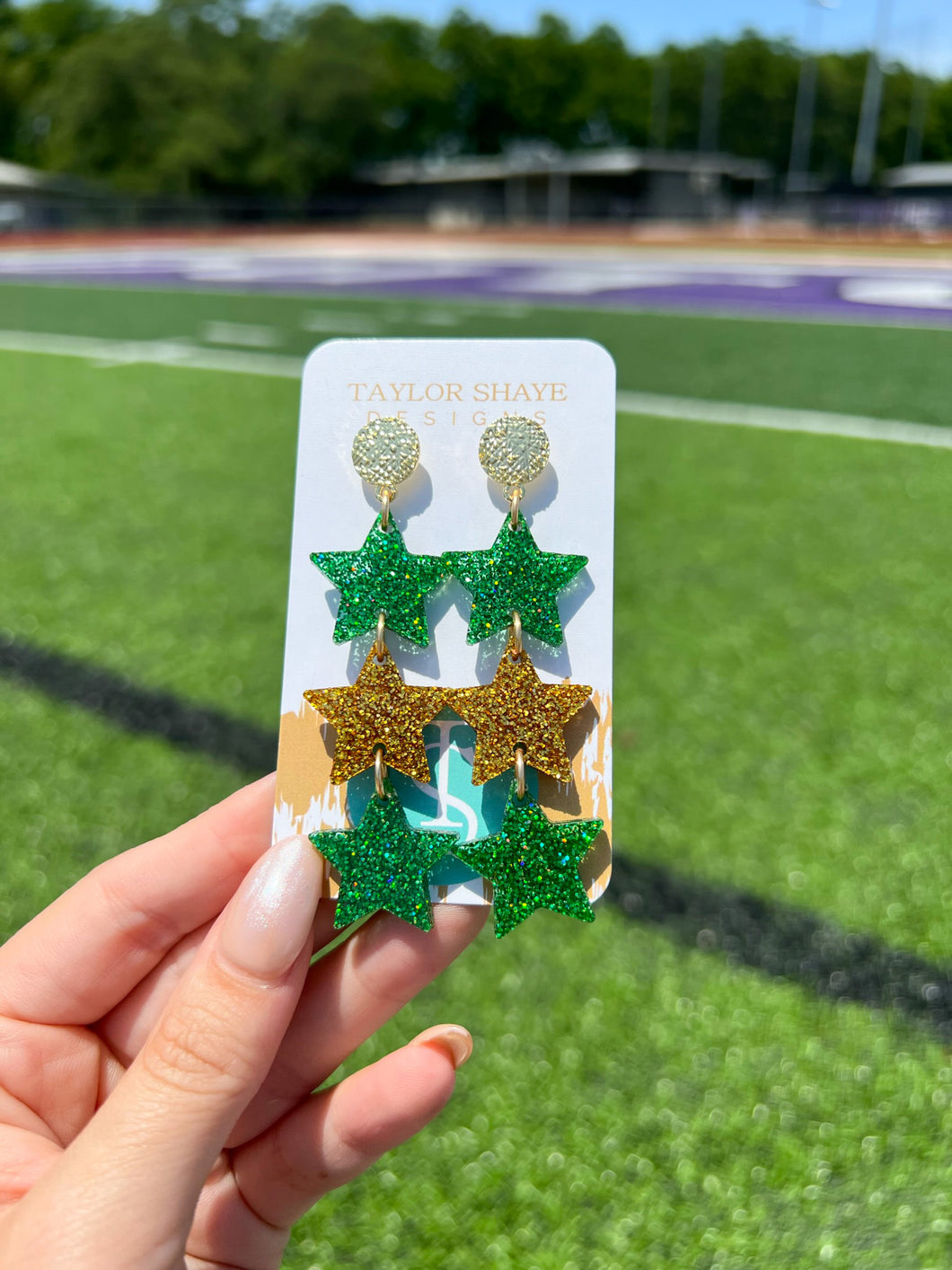 Green/Gold Glitter Triple Stars