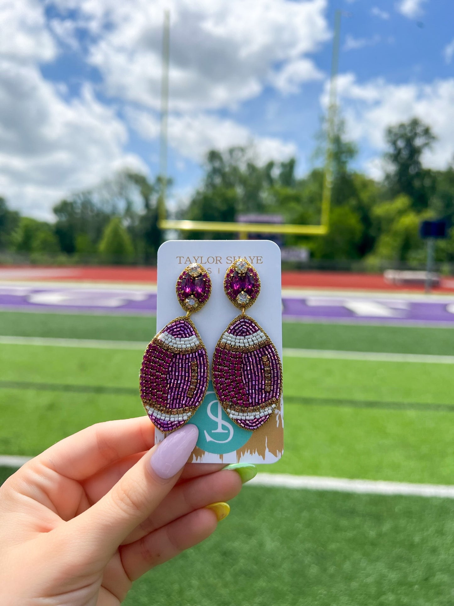 Beaded Purple and Gold Football
