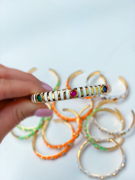 Tasha Striped Enamel Bangles