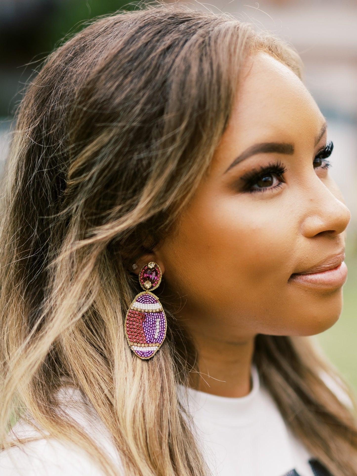 Beaded Purple and Gold Football