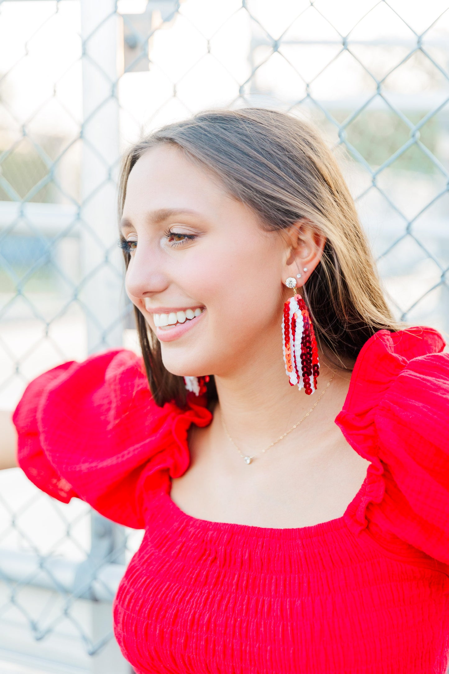 Red/White Sequin Tassels