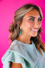 Load image into Gallery viewer, Emerald Shimmer Stick Hoops
