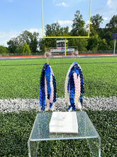 Load image into Gallery viewer, Blue/White Sequin Tassels
