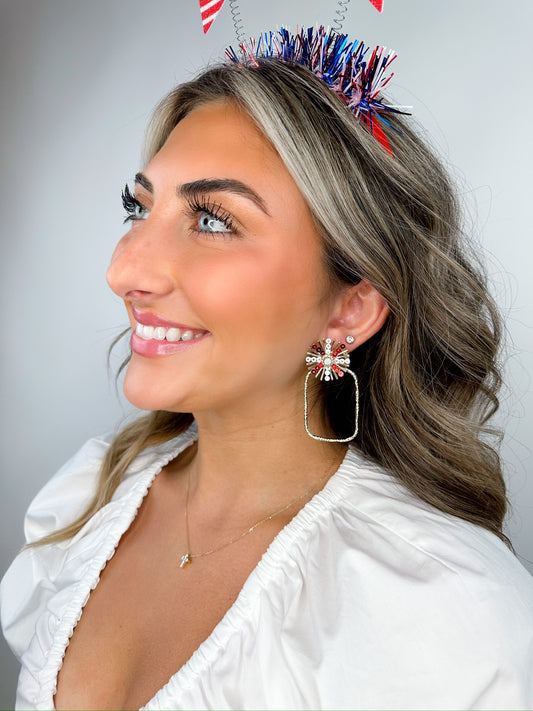 Red Sequin Sunburst Hoops