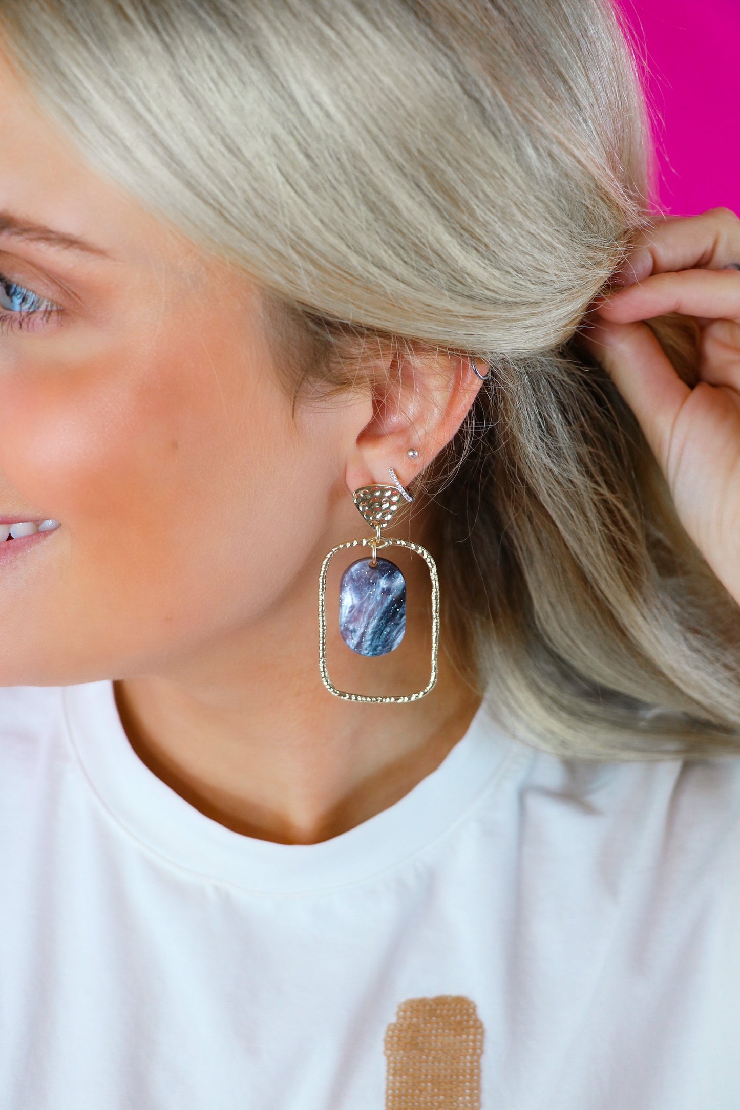 Charcoal Shimmer Oval Hoops