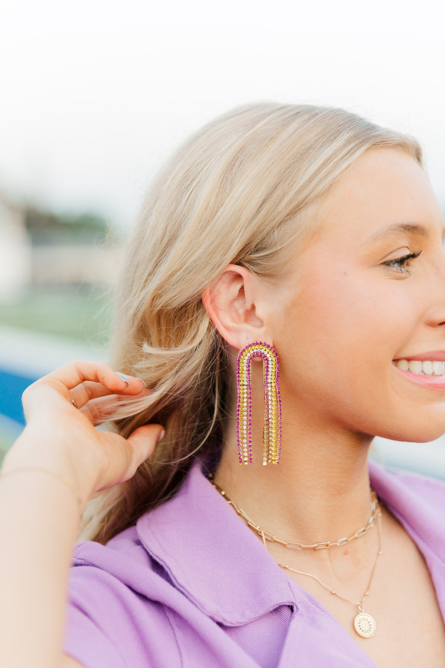 Purple/Gold Rhinestone Chain Drops