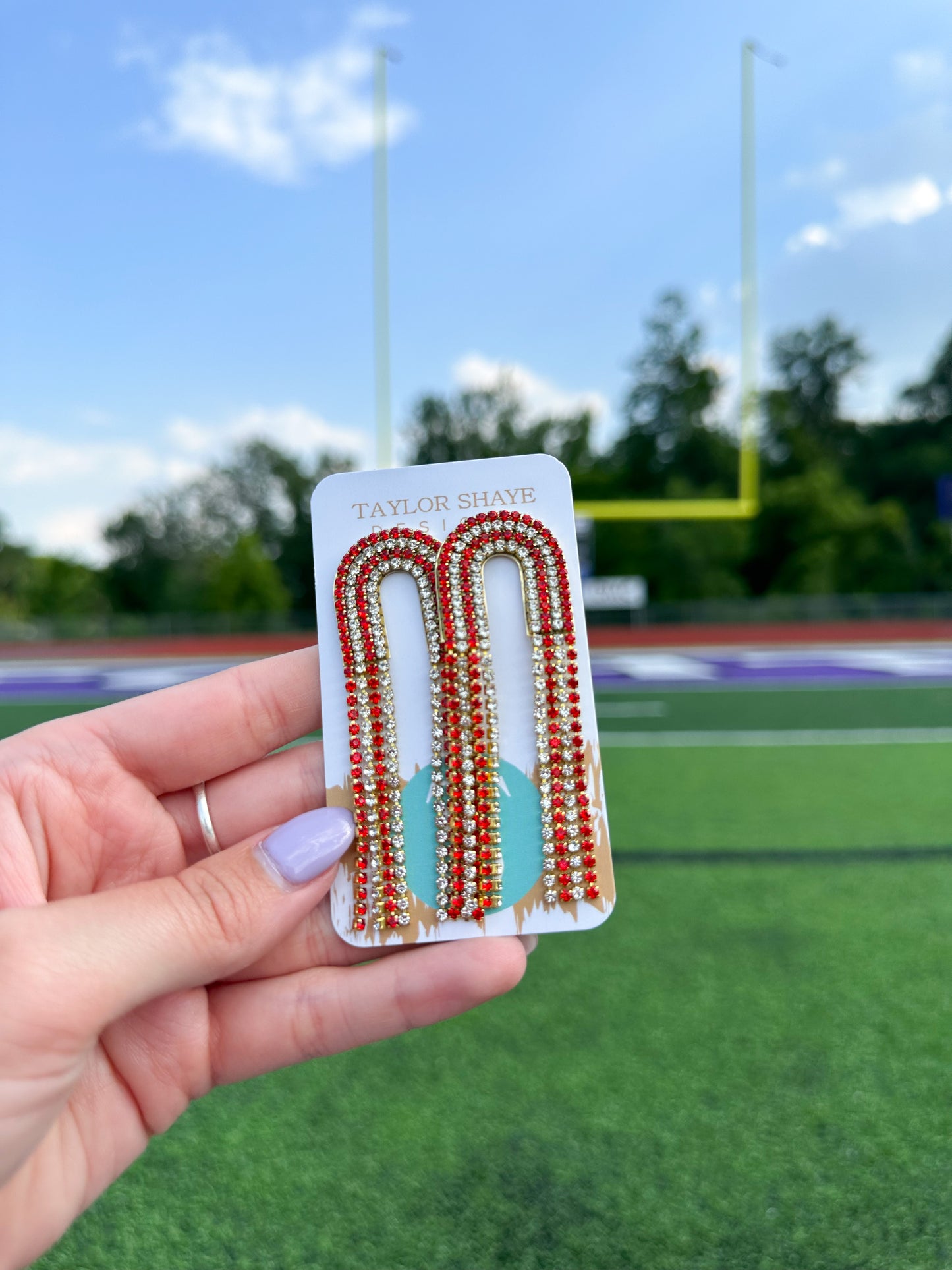 Red/Silver Rhinestone Chain Drops