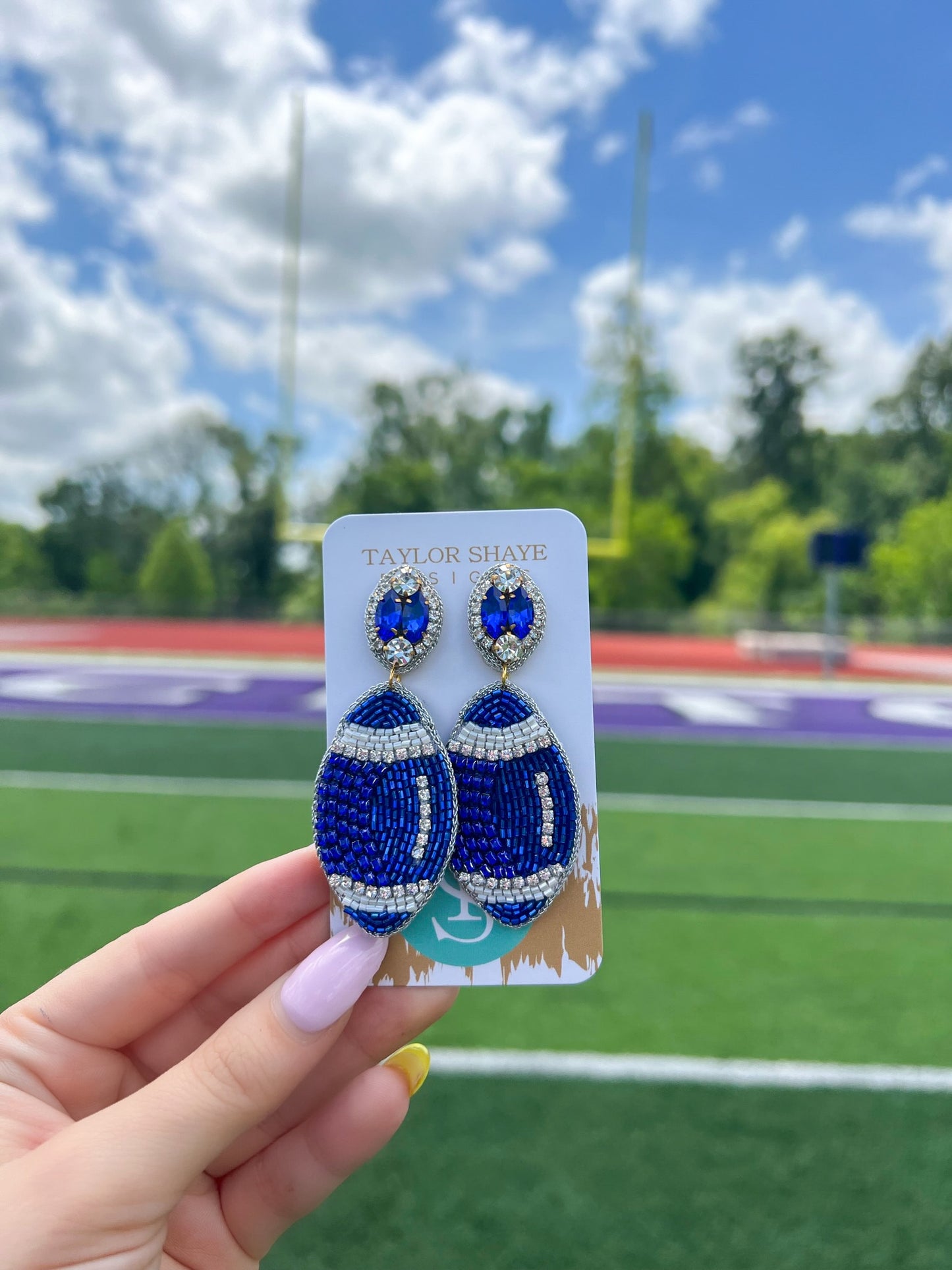 Beaded Blue Footballs
