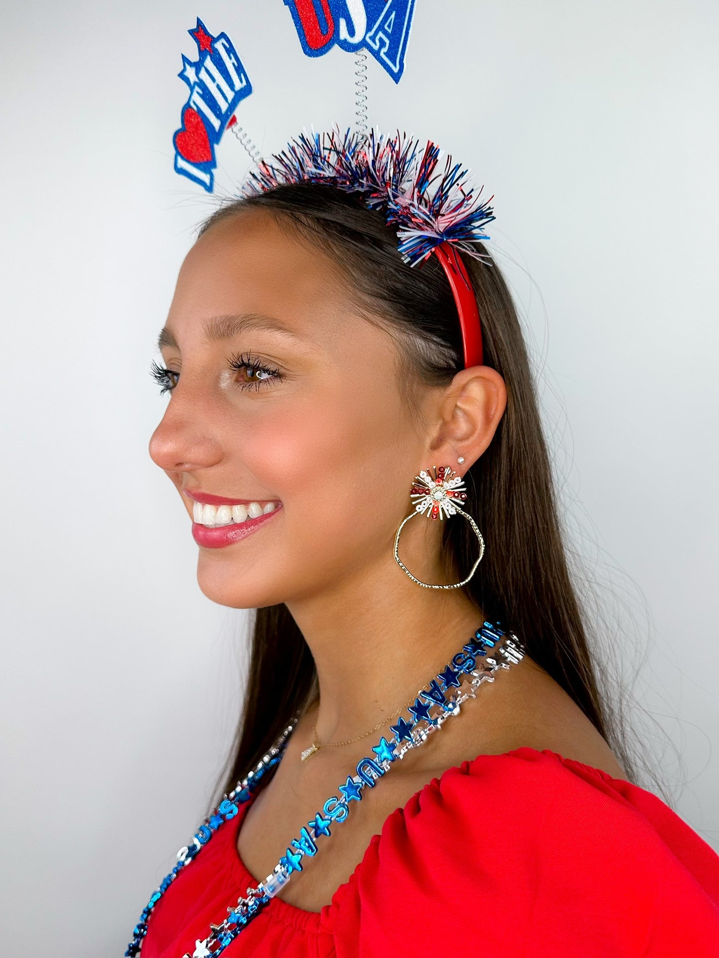Red Sequin Sunburst Hoops