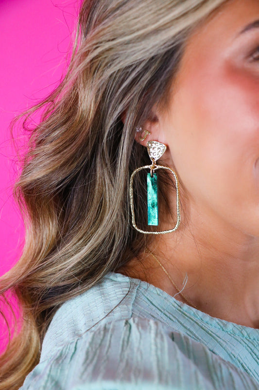 Emerald Shimmer Stick Hoops