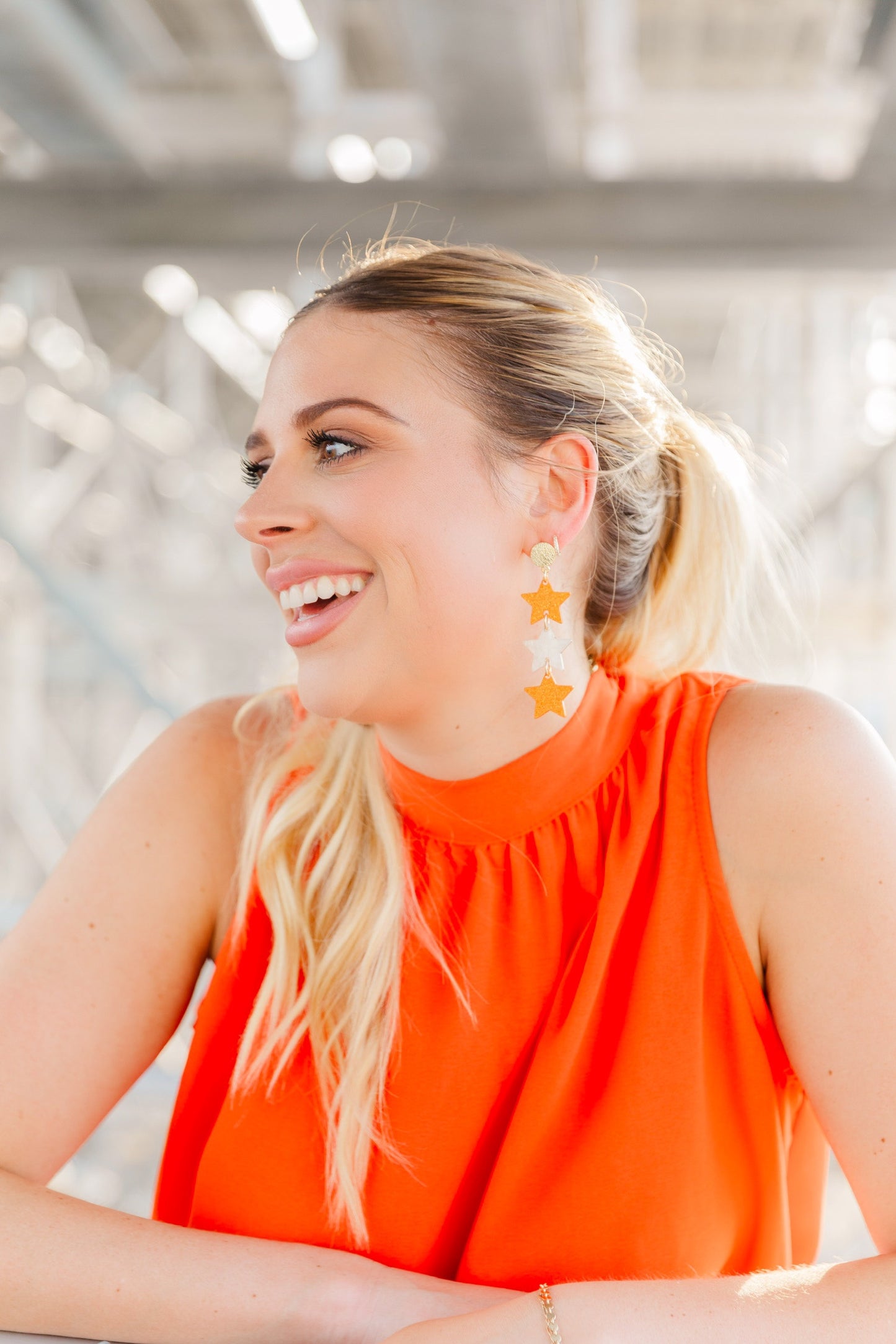 Orange Glitter/Shimmer Triple Stars