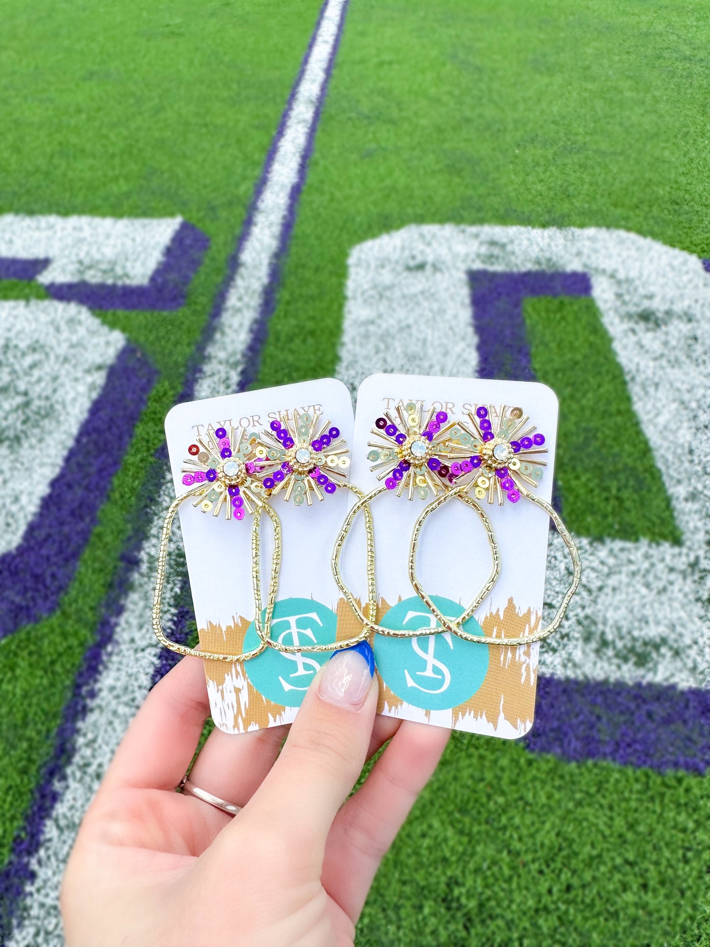 Gameday Sequin Sunburst Hoops